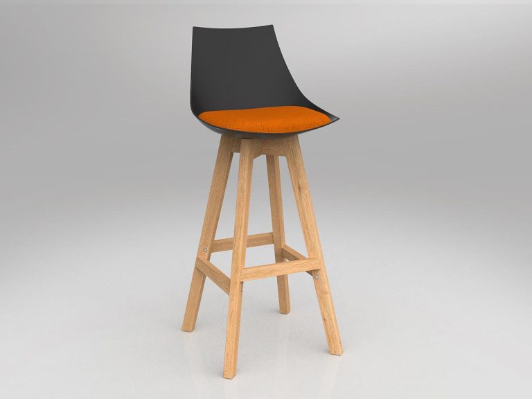 OL Luna Black Barstool with Oak Base